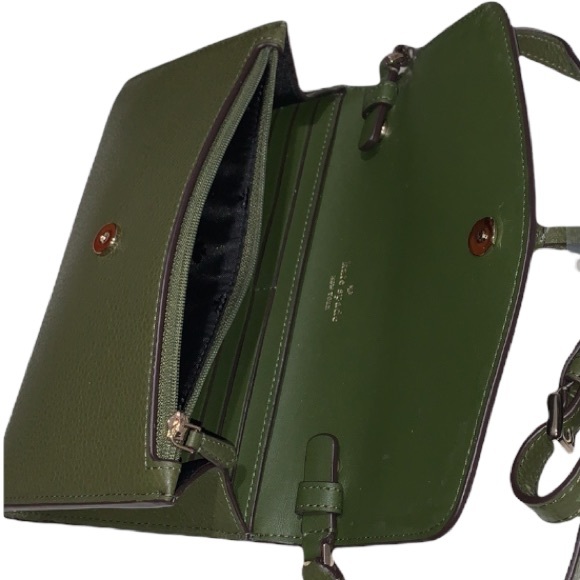 ♠️ kate spade ♠️Marti Pebbled Leather Flap Wallet Crossbody Bag, Enchanted Green - Picture 8 of 13